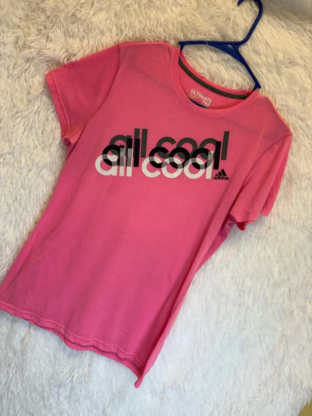adidas “All Cool” BubbleGum Pink Graphic Tee | Size Large 💗🎀✨ - Picture 11 of 17